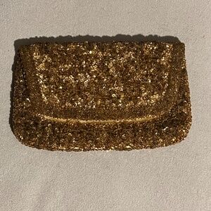 Vintage gold sequin and beaded evening clutch purse